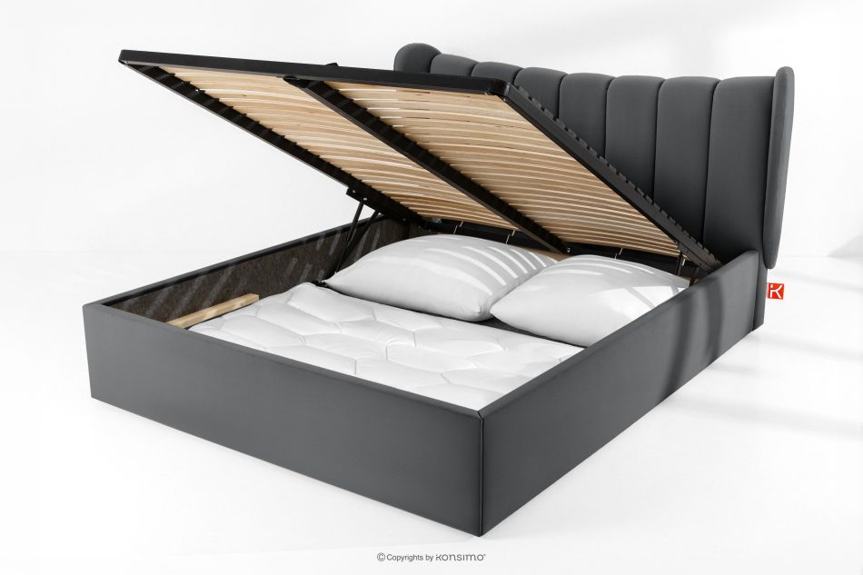GIZO Polsterbett im Muschel-Design mit Bettkasten 160 cm dunkelgrau dunkelgrau - Foto 14