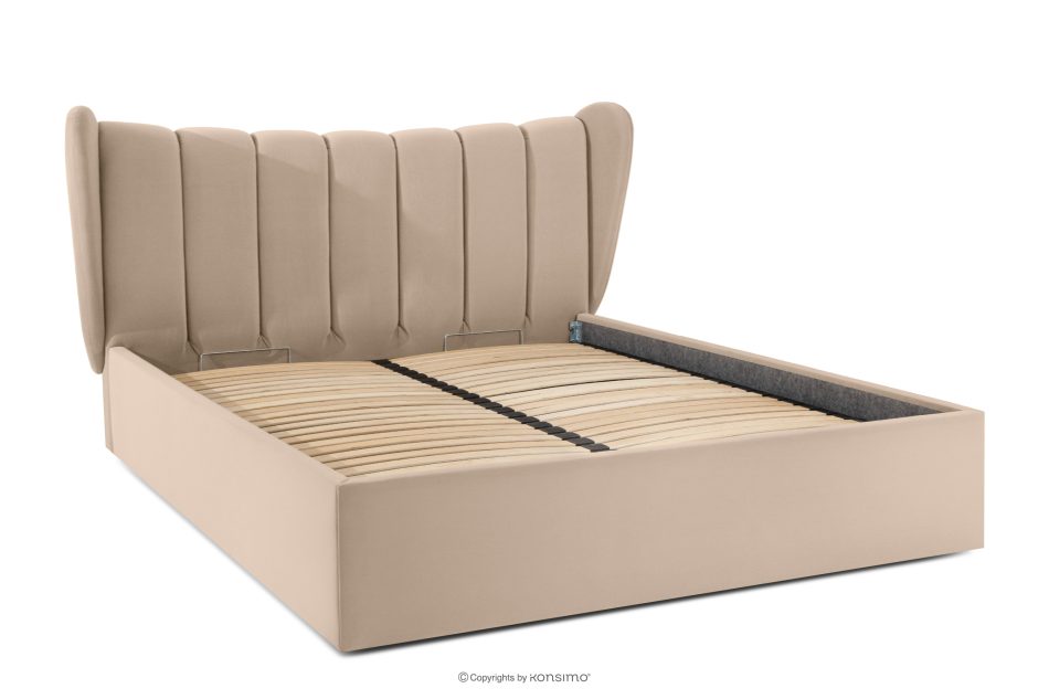 GIZO Polsterbett im Muschel-Design mit Bettkasten 160 cm hellbeige hellbeige - Foto 2