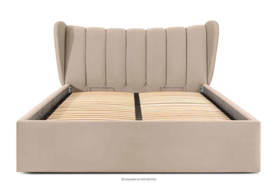 GIZO Polsterbett im Muschel-Design mit Bettkasten 160 cm hellbeige hellbeige - Foto 3