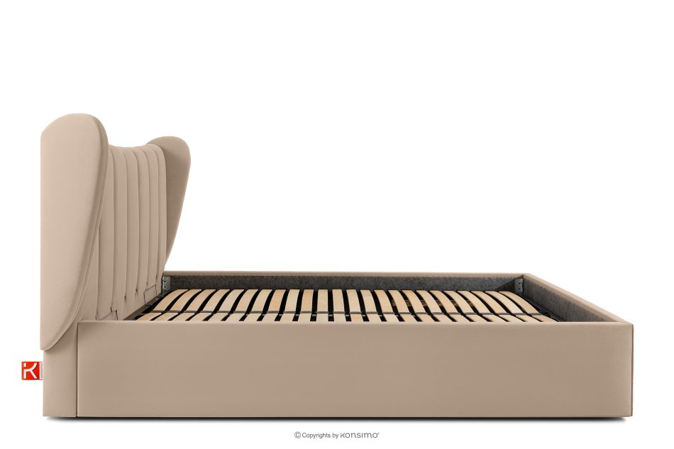 GIZO Polsterbett im Muschel-Design mit Bettkasten 160 cm hellbeige hellbeige - Foto 4
