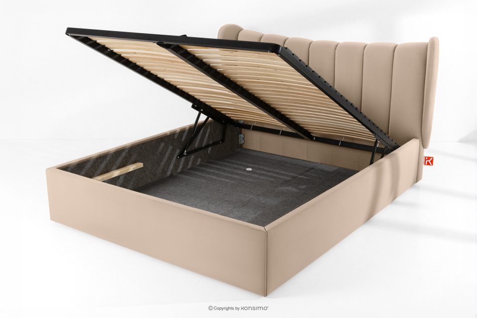 GIZO Polsterbett im Muschel-Design mit Bettkasten 160 cm hellbeige hellbeige - Foto 13