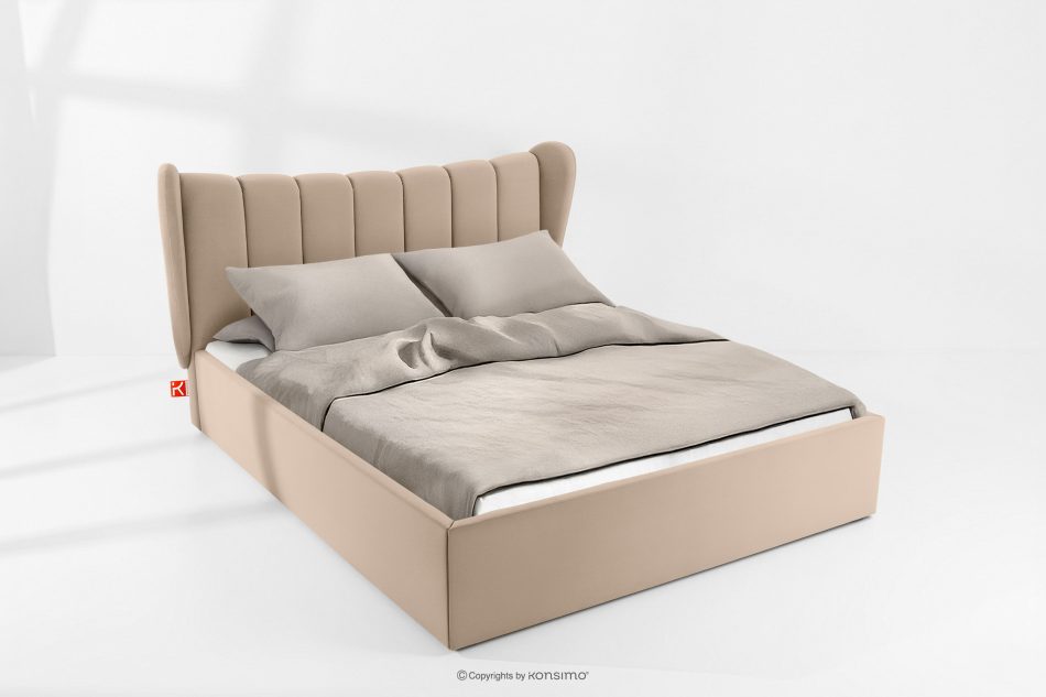 GIZO Polsterbett im Muschel-Design mit Bettkasten 160 cm hellbeige hellbeige - Foto 1