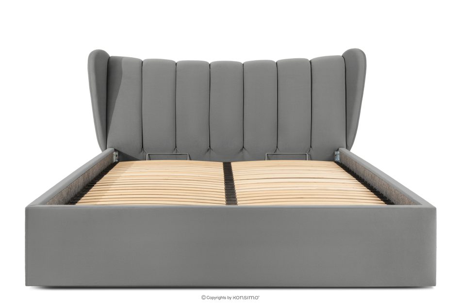 GIZO Polsterbett im Muschel-Design mit Bettkasten 180 cm hellgrau hellgrau - Foto 3