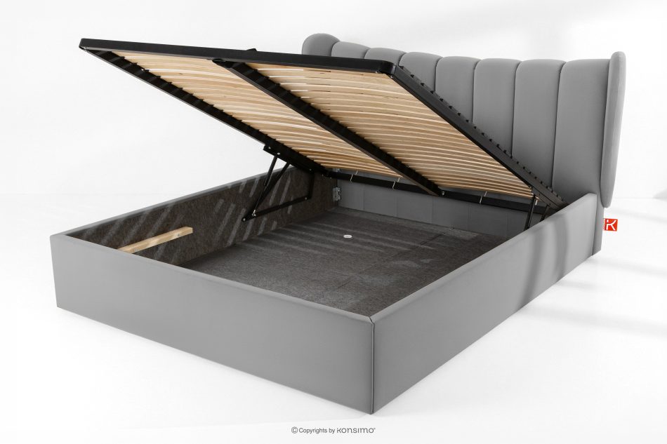 GIZO Polsterbett im Muschel-Design mit Bettkasten 180 cm hellgrau hellgrau - Foto 13