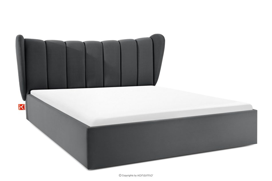 GIZO Polsterbett im Muschel-Design mit Bettkasten 180 cm dunkelgrau dunkelgrau - Foto 0