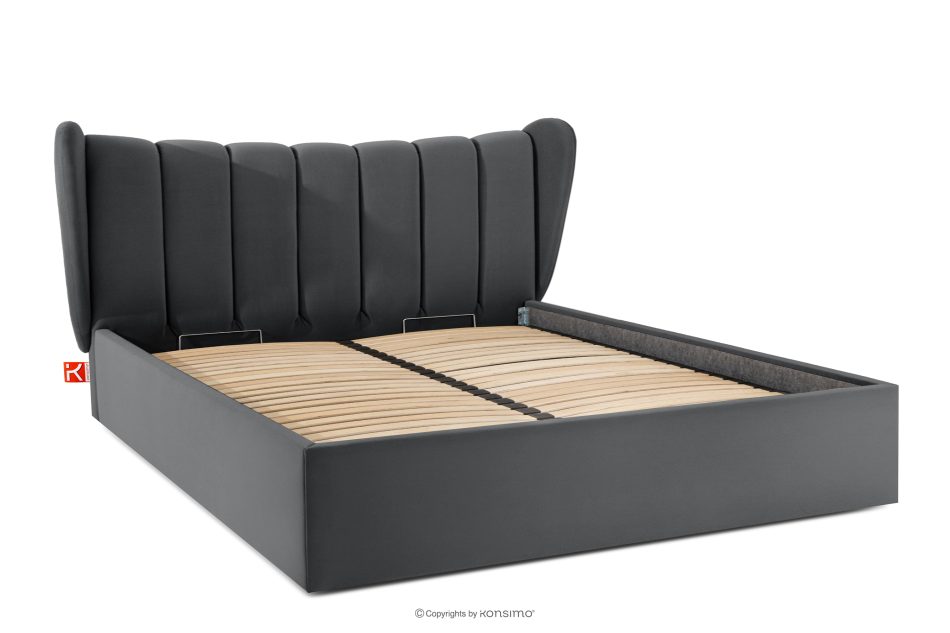 GIZO Polsterbett im Muschel-Design mit Bettkasten 180 cm dunkelgrau dunkelgrau - Foto 2
