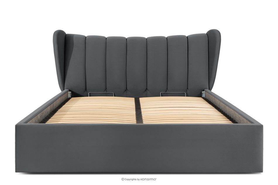 GIZO Polsterbett im Muschel-Design mit Bettkasten 180 cm dunkelgrau dunkelgrau - Foto 3