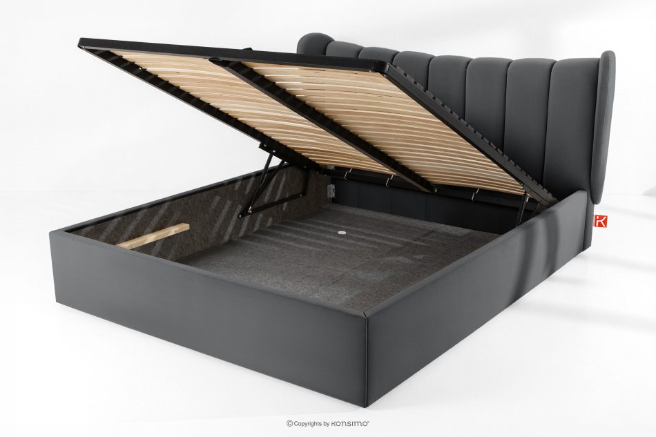 GIZO Polsterbett im Muschel-Design mit Bettkasten 180 cm dunkelgrau dunkelgrau - Foto 13