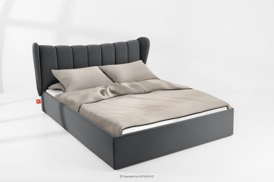 GIZO Polsterbett im Muschel-Design mit Bettkasten 180 cm dunkelgrau dunkelgrau - Foto 1