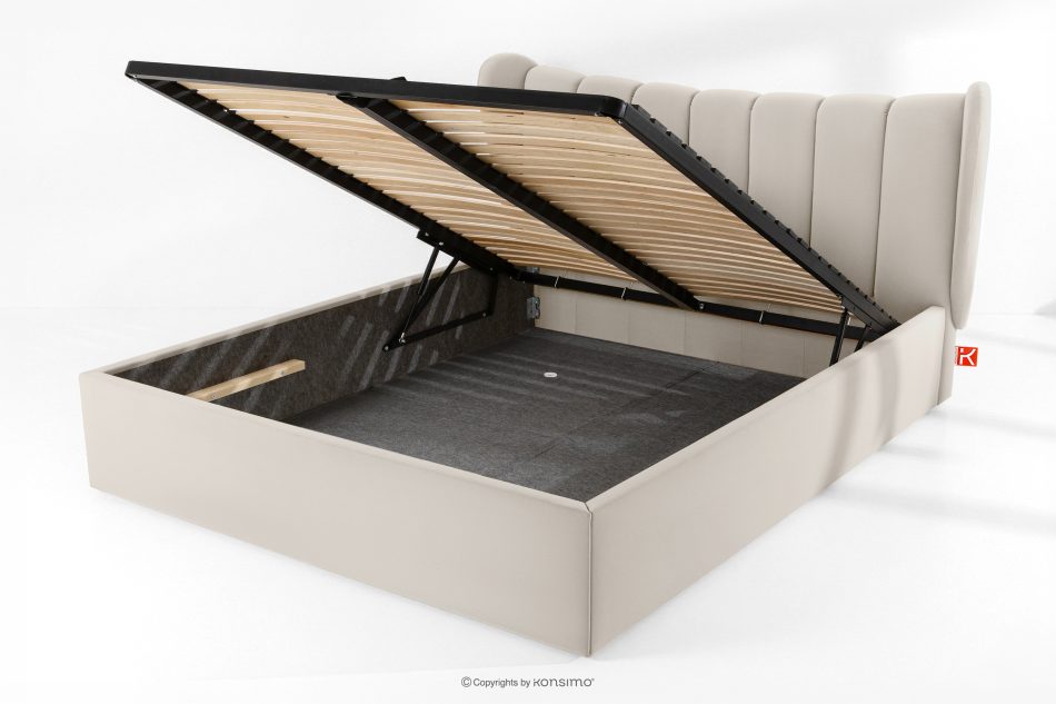 GIZO Polsterbett im Muschel-Design mit Bettkasten 180 cm cremefarben cremefarben - Foto 13