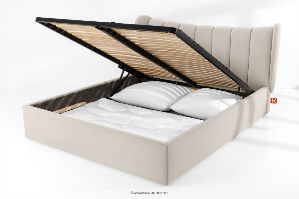 GIZO Polsterbett im Muschel-Design mit Bettkasten 180 cm cremefarben cremefarben - Foto 14