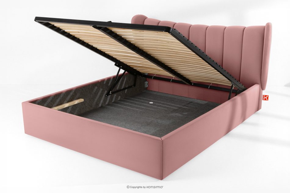 GIZO Polsterbett im Muschel-Design mit Bettkasten 180 cm rosa rosa - Foto 12