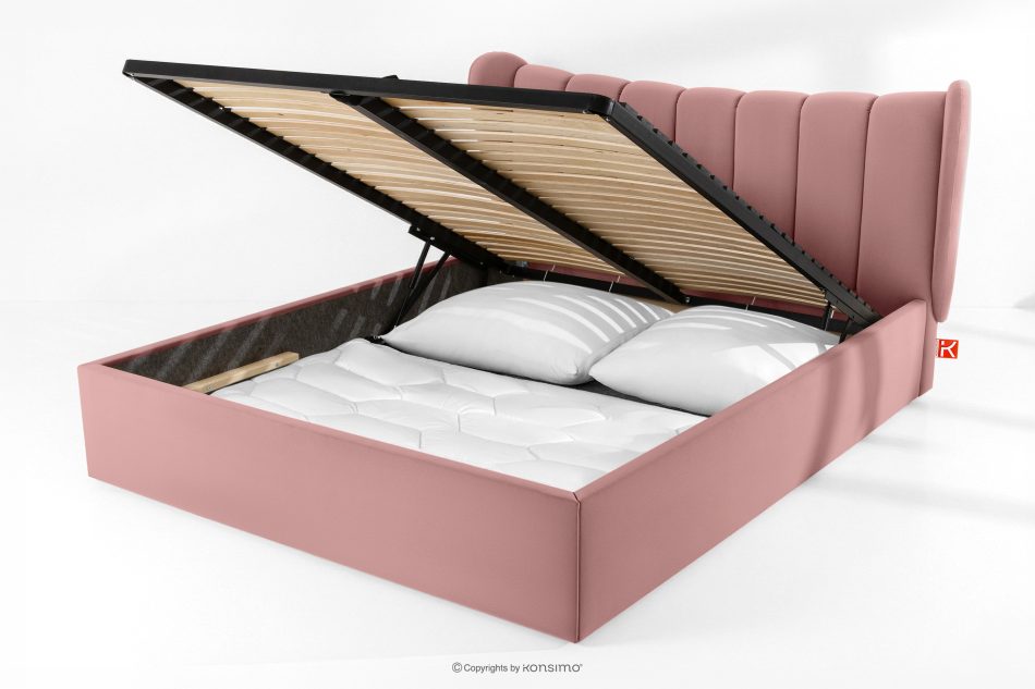 GIZO Polsterbett im Muschel-Design mit Bettkasten 180 cm rosa rosa - Foto 13