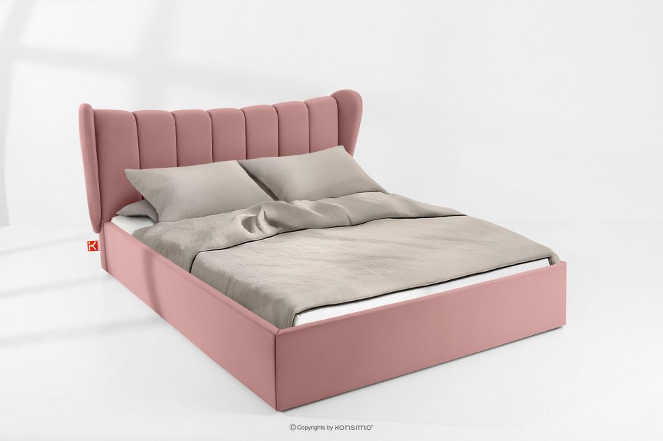 GIZO Polsterbett im Muschel-Design mit Bettkasten 180 cm rosa rosa - Foto 1