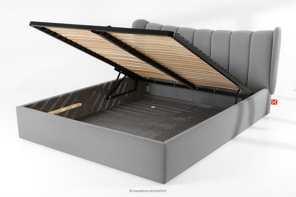 GIZO Polsterbett im Muschel-Design mit Bettkasten 200 cm hellgrau hellgrau - Foto 13