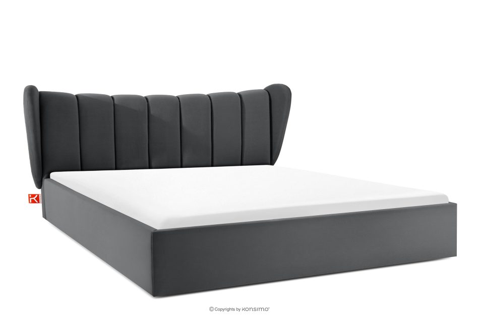 GIZO Polsterbett im Muschel-Design mit Bettkasten 200 cm dunkelgrau dunkelgrau - Foto 0