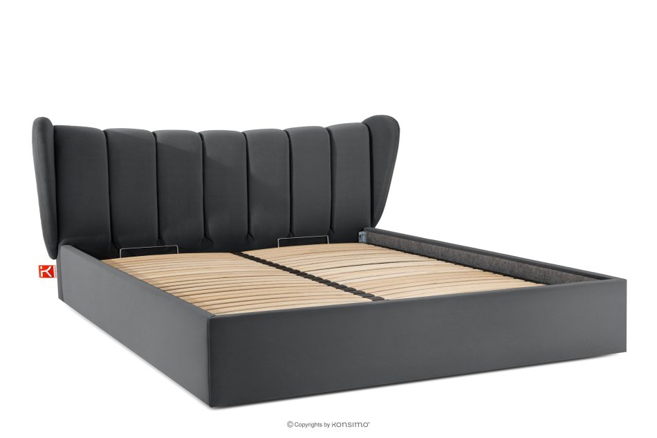 GIZO Polsterbett im Muschel-Design mit Bettkasten 200 cm dunkelgrau dunkelgrau - Foto 2