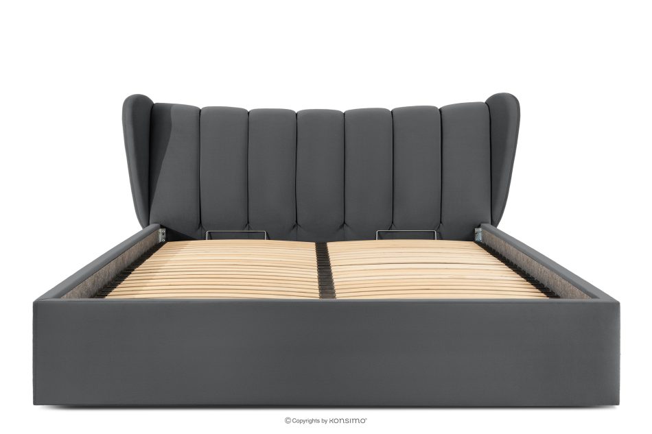 GIZO Polsterbett im Muschel-Design mit Bettkasten 200 cm dunkelgrau dunkelgrau - Foto 3