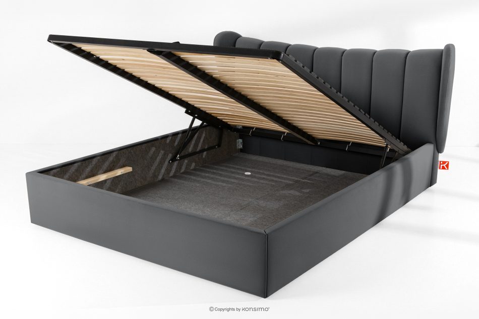 GIZO Polsterbett im Muschel-Design mit Bettkasten 200 cm dunkelgrau dunkelgrau - Foto 13