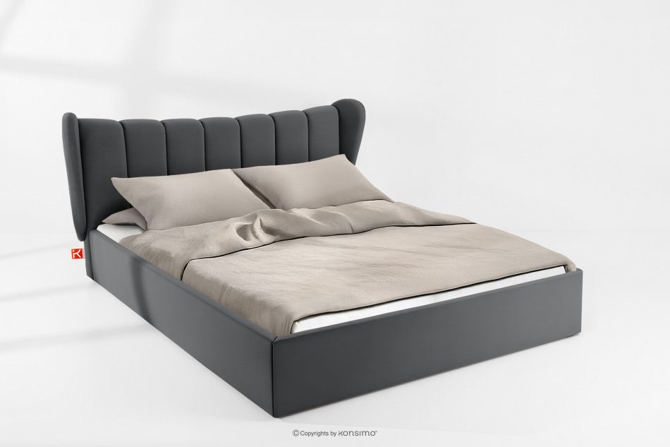 GIZO Polsterbett im Muschel-Design mit Bettkasten 200 cm dunkelgrau dunkelgrau - Foto 1