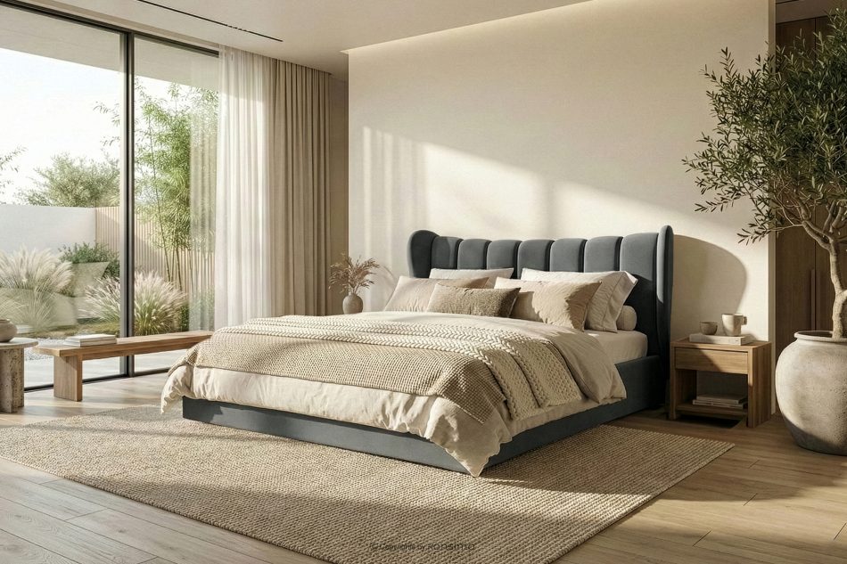 GIZO Polsterbett im Muschel-Design mit Bettkasten 200 cm dunkelgrau dunkelgrau - Foto 15