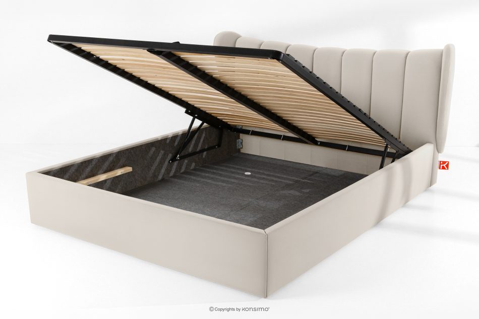 GIZO Polsterbett im Muschel-Design mit Bettkasten 200 cm cremefarben cremefarben - Foto 13
