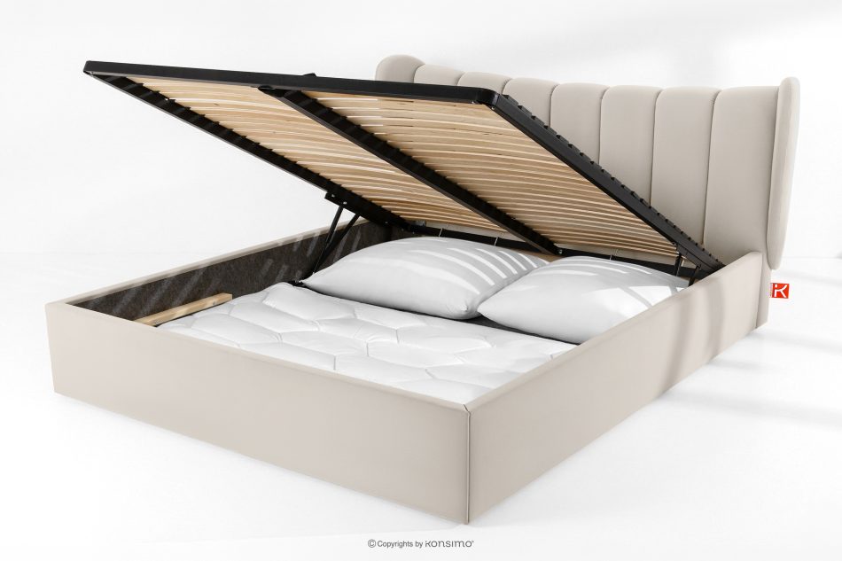 GIZO Polsterbett im Muschel-Design mit Bettkasten 200 cm cremefarben cremefarben - Foto 14