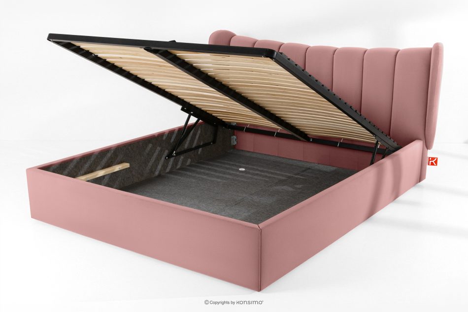GIZO Polsterbett im Muschel-Design mit Bettkasten 200 cm rosa rosa - Foto 13