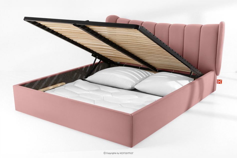 GIZO Polsterbett im Muschel-Design mit Bettkasten 200 cm rosa rosa - Foto 14