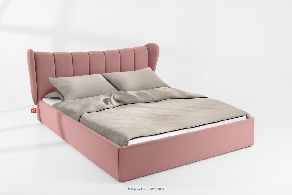 GIZO Polsterbett im Muschel-Design mit Bettkasten 200 cm rosa rosa - Foto 1