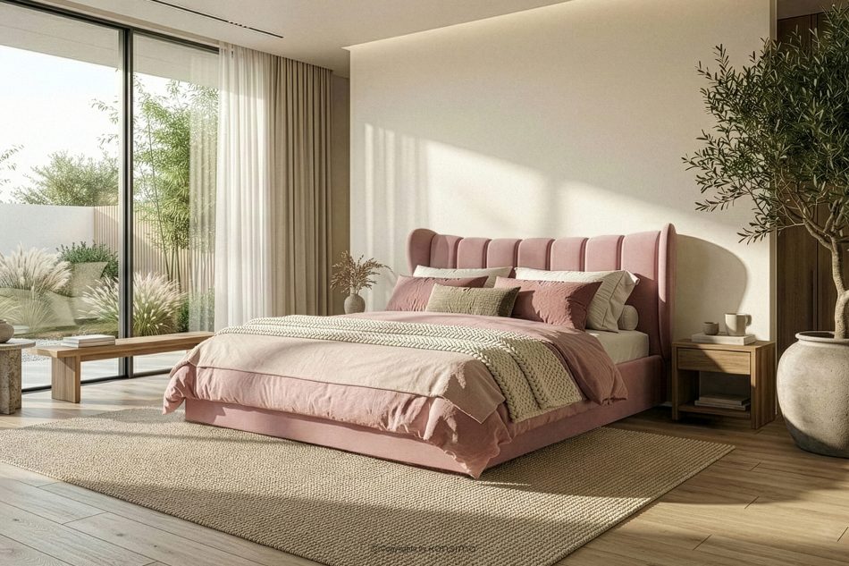 GIZO Polsterbett im Muschel-Design mit Bettkasten 200 cm rosa rosa - Foto 15