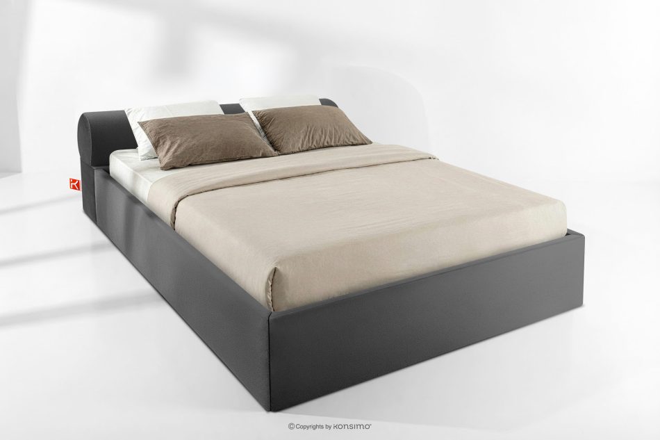 LUNEO Japandi-Polsterbett mit Bettkasten 160 cm anthrazit anthrazit - Foto 1