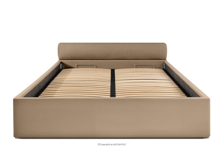 LUNEO Japandi-Polsterbett mit Bettkasten 160 cm dunkelbeige dunkelbeige - Foto 3