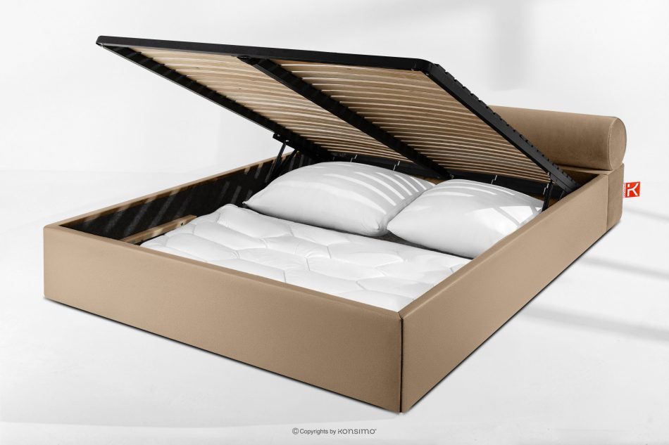 LUNEO Japandi-Polsterbett mit Bettkasten 160 cm dunkelbeige dunkelbeige - Foto 14