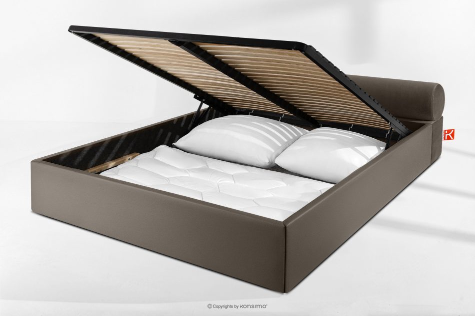LUNEO Japandi-Polsterbett mit Bettkasten 160 cm braun braun - Foto 14