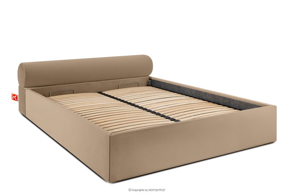 LUNEO Polsterbett Japandi mit Bettkasten 180 cm dunkelbeige dunkelbeige - Foto 2