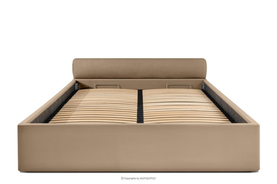LUNEO Polsterbett Japandi mit Bettkasten 180 cm dunkelbeige dunkelbeige - Foto 3