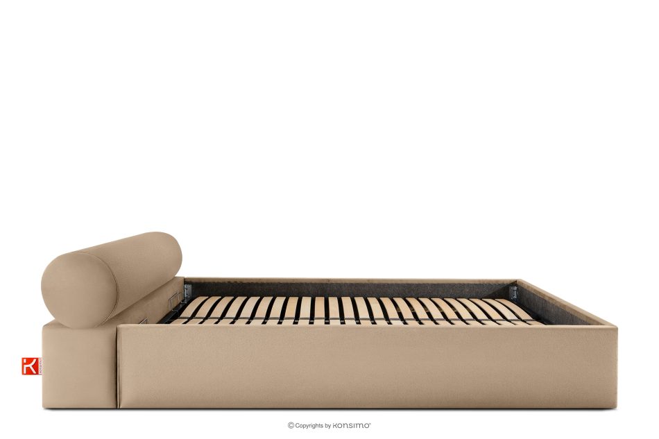 LUNEO Polsterbett Japandi mit Bettkasten 180 cm dunkelbeige dunkelbeige - Foto 4