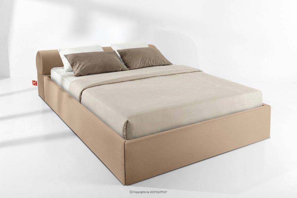 LUNEO Polsterbett Japandi mit Bettkasten 180 cm dunkelbeige dunkelbeige - Foto 1