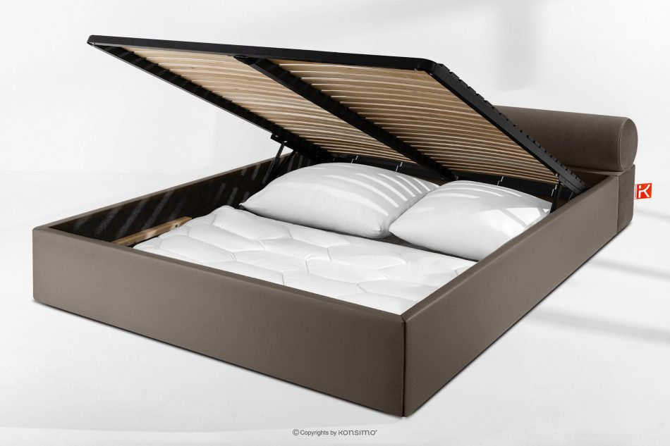 LUNEO Polsterbett Japandi mit Bettkasten 180 cm braun braun - Foto 14