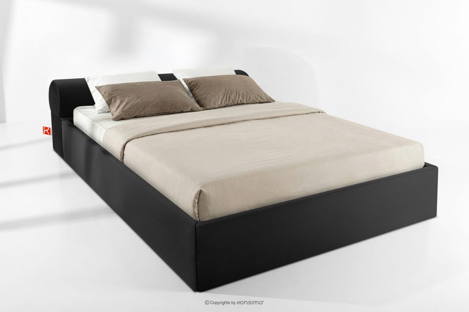 LUNEO Japandi-Polsterbett mit Bettkasten 200 cm schwarz schwarz - Foto 1