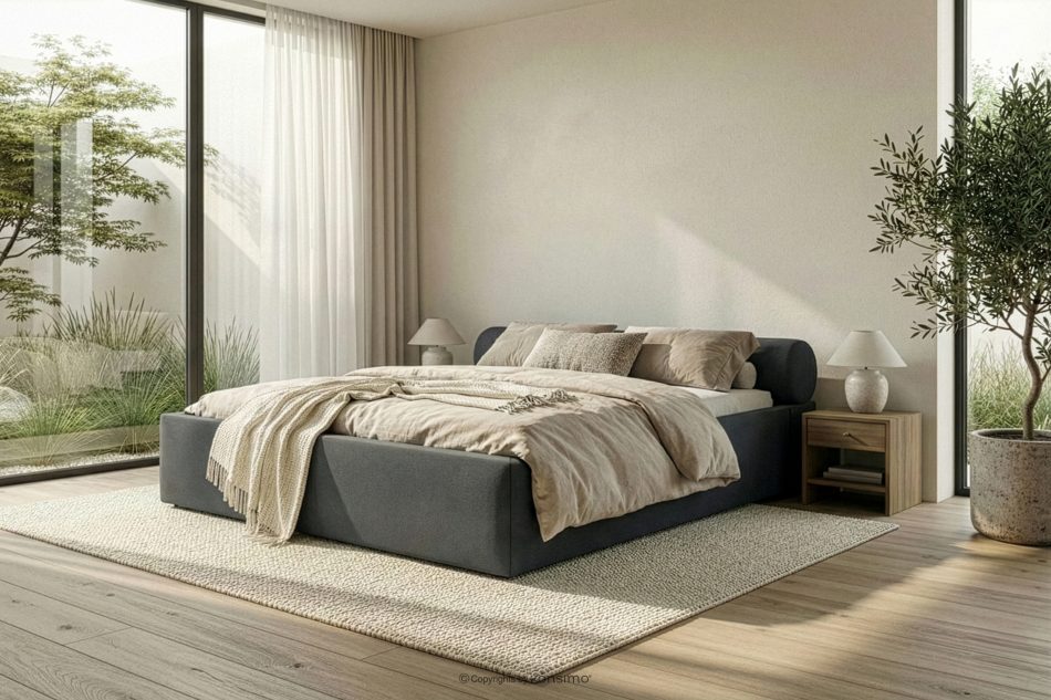 LUNEO Japandi-Polsterbett mit Bettkasten 200 cm anthrazit anthrazit - Foto 15