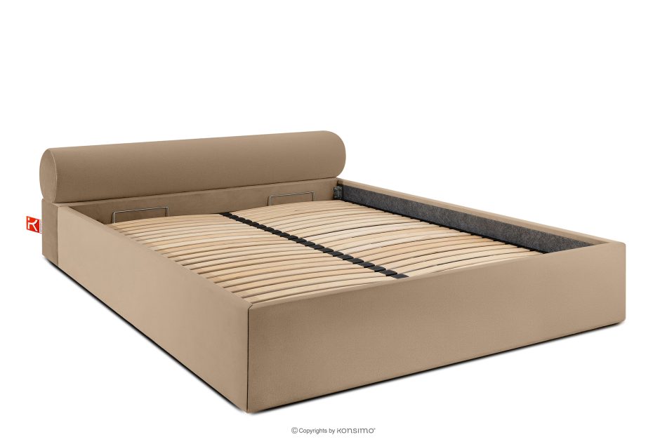 LUNEO Japandi-Polsterbett mit Bettkasten 200 cm dunkelbeige dunkelbeige - Foto 2