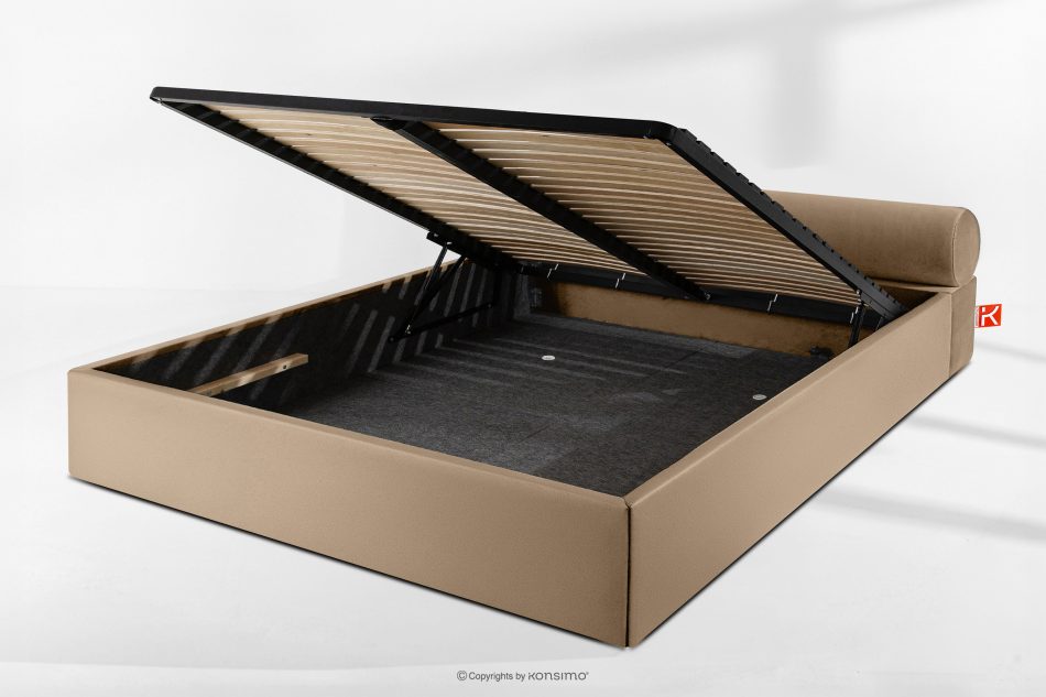 LUNEO Japandi-Polsterbett mit Bettkasten 200 cm dunkelbeige dunkelbeige - Foto 13