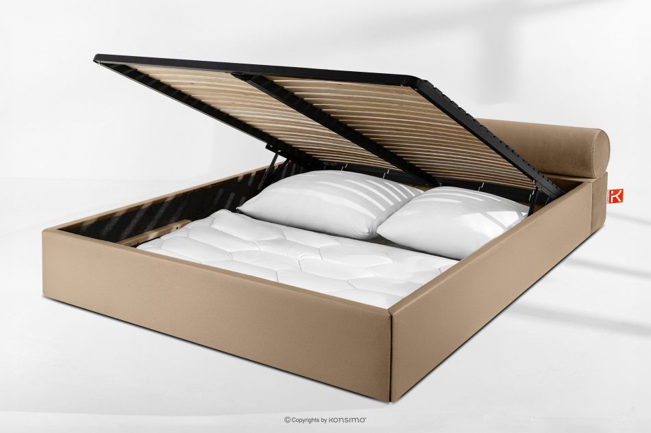 LUNEO Japandi-Polsterbett mit Bettkasten 200 cm dunkelbeige dunkelbeige - Foto 14