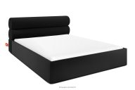 Polsterbett im Japandi-Stil mit Bettkasten 180 cm schwarz