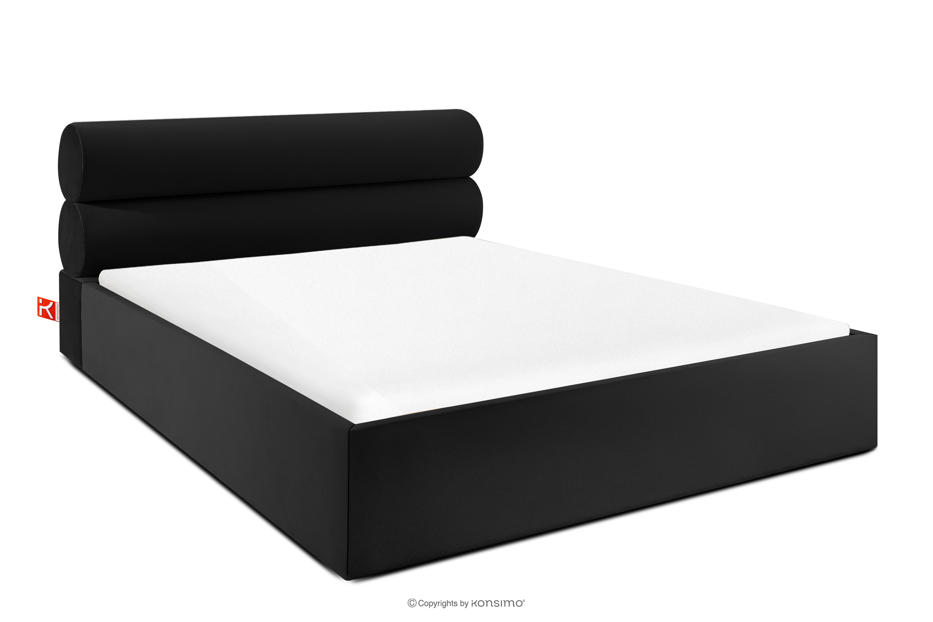 Polsterbett im Japandi-Stil mit Bettkasten 180 cm schwarz