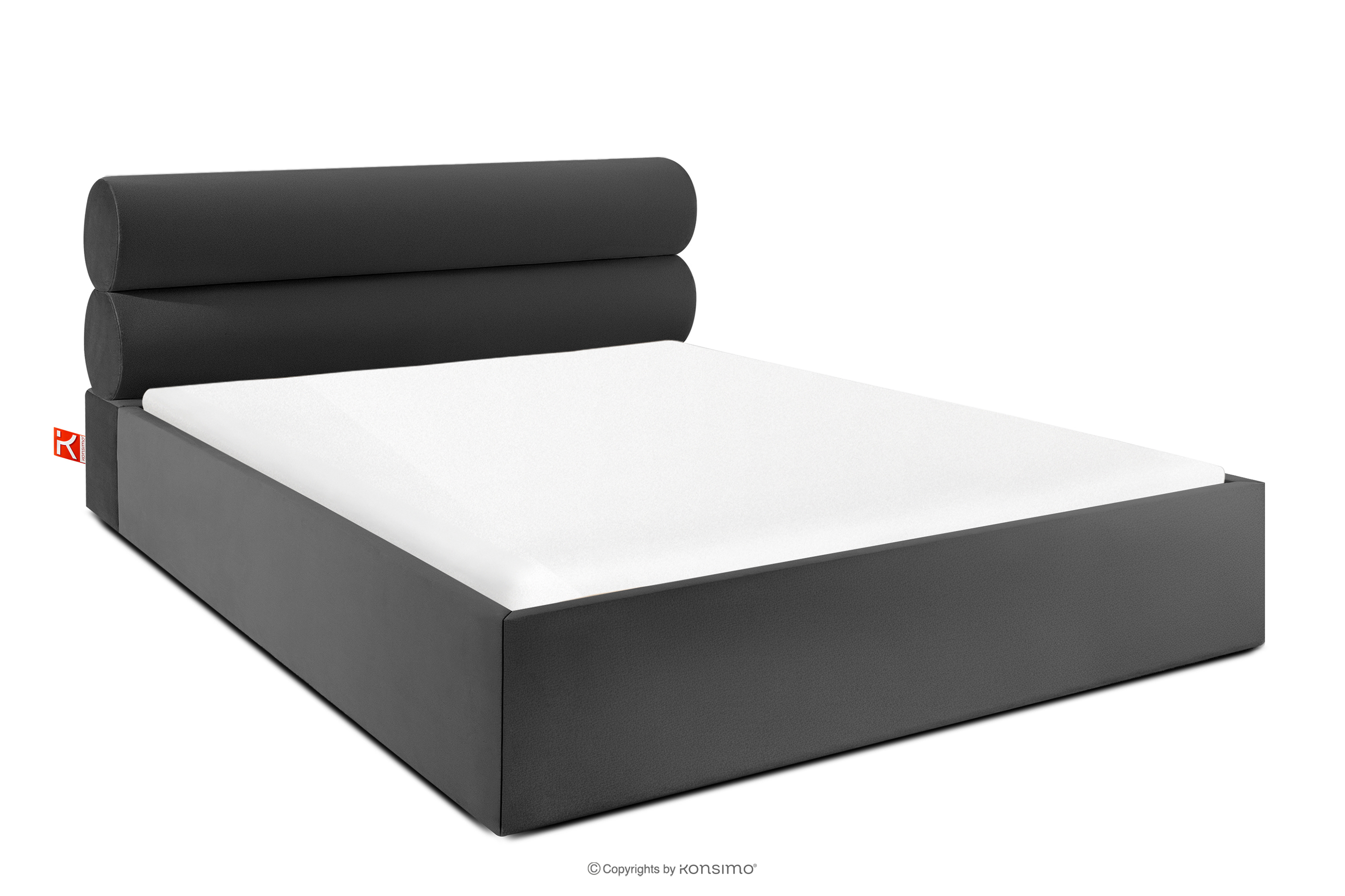 Polsterbett im Japandi-Stil mit Bettkasten 180 cm anthrazit