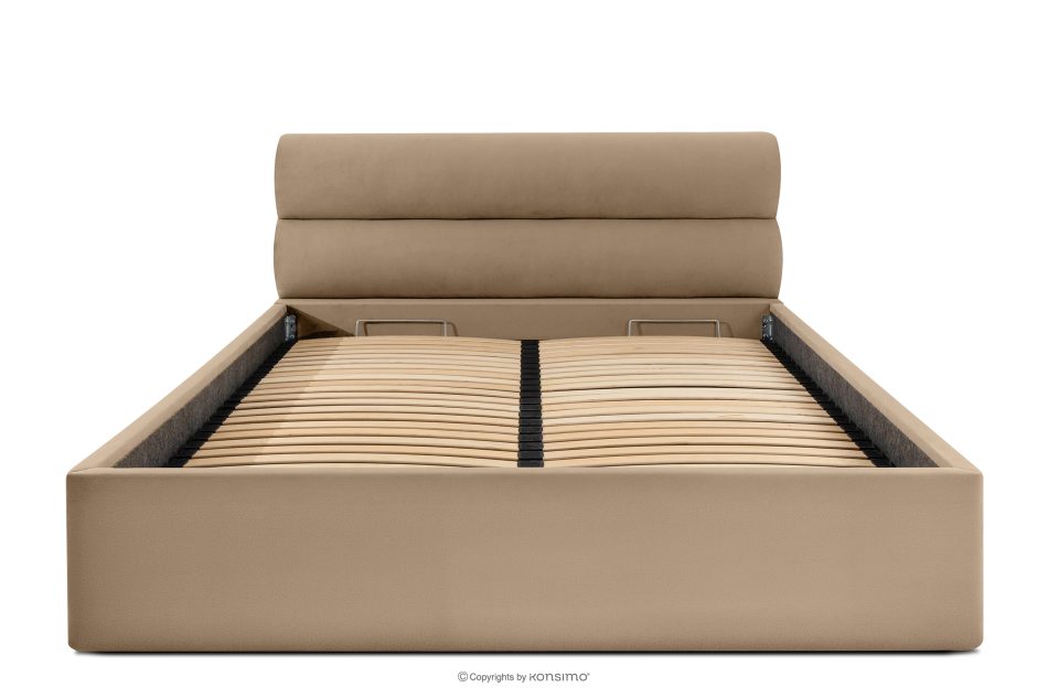 LUNEO Polsterbett im Japandi-Stil mit Bettkasten 180 cm dunkelbeige dunkelbeige - Foto 3