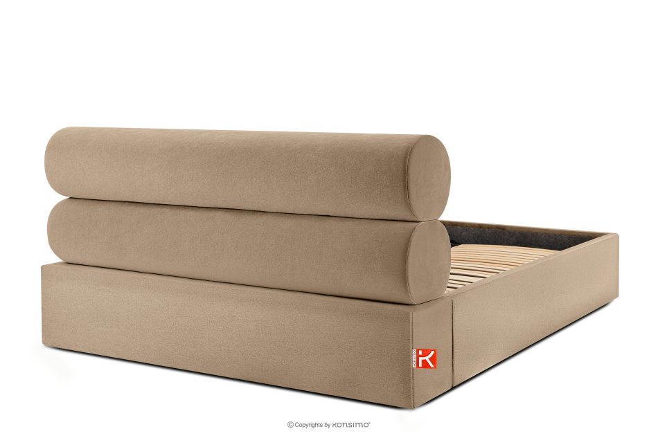 LUNEO Polsterbett im Japandi-Stil mit Bettkasten 180 cm dunkelbeige dunkelbeige - Foto 5